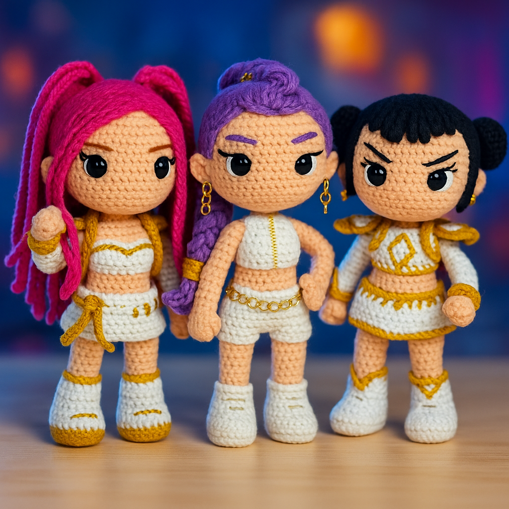KPOP Magic Warriors Crochet Pattern Bundle – 3 Chibi Amigurumi Dolls (PDF Patterns)