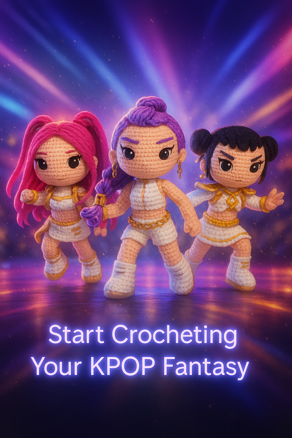KPOP Magic Warriors Crochet Pattern Bundle – 3 Chibi Amigurumi Dolls (PDF Patterns)