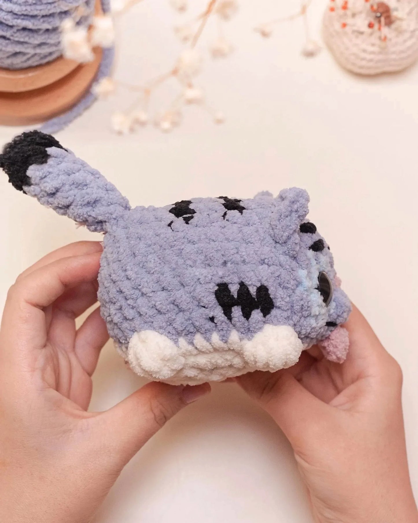 Kpop Lazy Silly Blue Tiger Crochet Pattern, no sew amigurumi crochet patterns