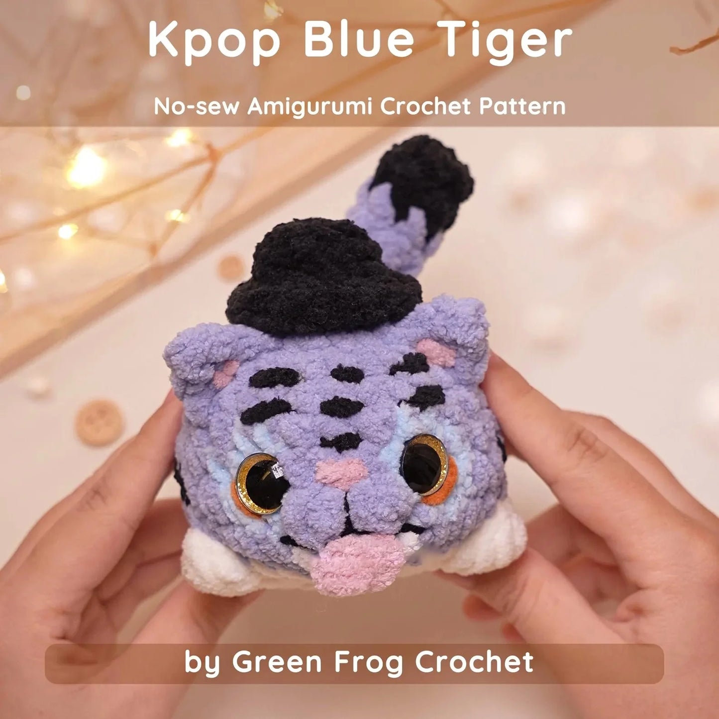 Kpop Lazy Silly Blue Tiger Crochet Pattern, no sew amigurumi crochet patterns