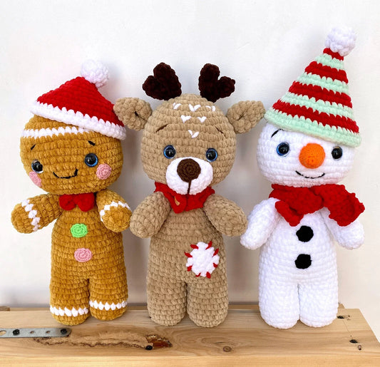 Christmas Amigurumi Bundle – Deer, Gingerbread & Snowman Crochet Patterns (PDF)