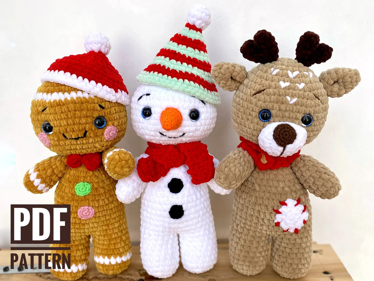 Christmas Amigurumi Bundle – Deer, Gingerbread & Snowman Crochet Patterns (PDF)