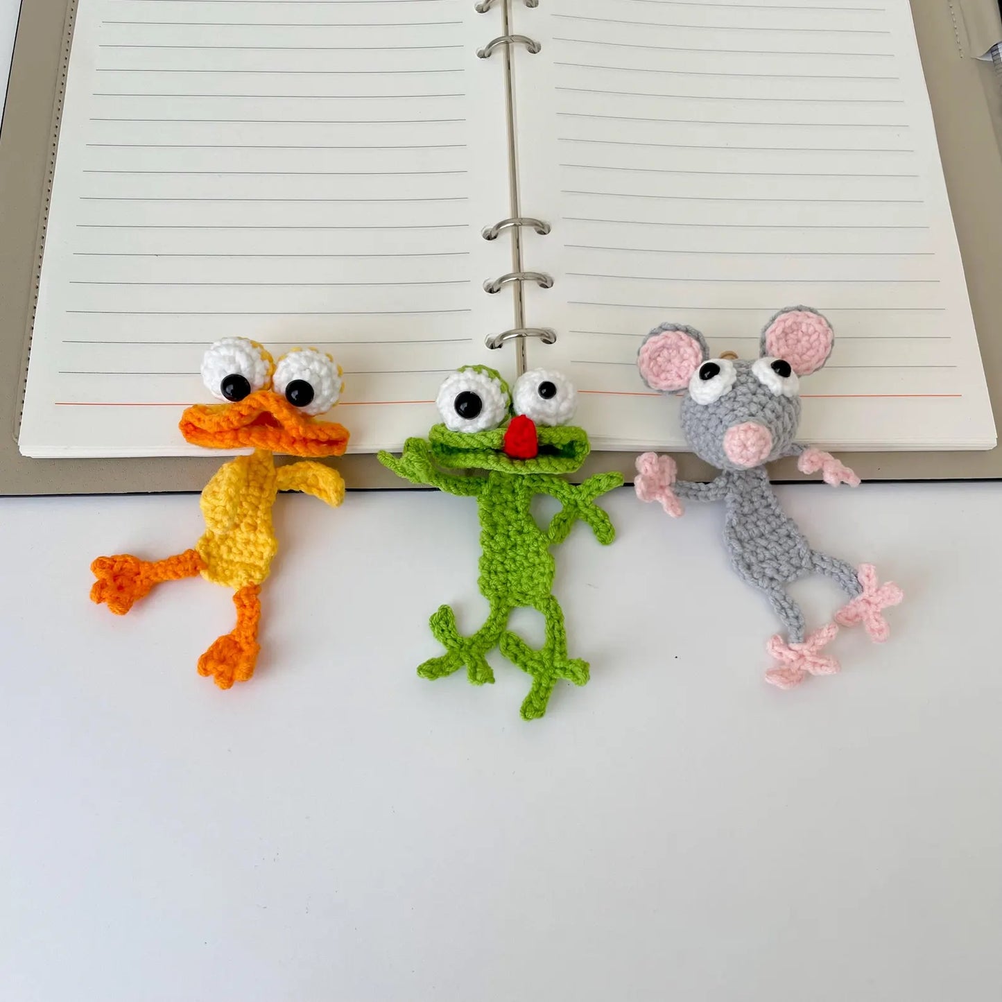 Funny Animal Bookmark Crochet Pattern Bundle – 3-in-1 PDF Tutorial (Lizard, Flat Rat, Silly Duck)