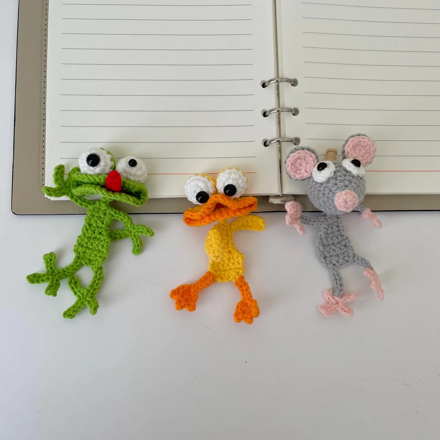 Funny Animal Bookmark Crochet Pattern Bundle – 3-in-1 PDF Tutorial (Lizard, Flat Rat, Silly Duck)