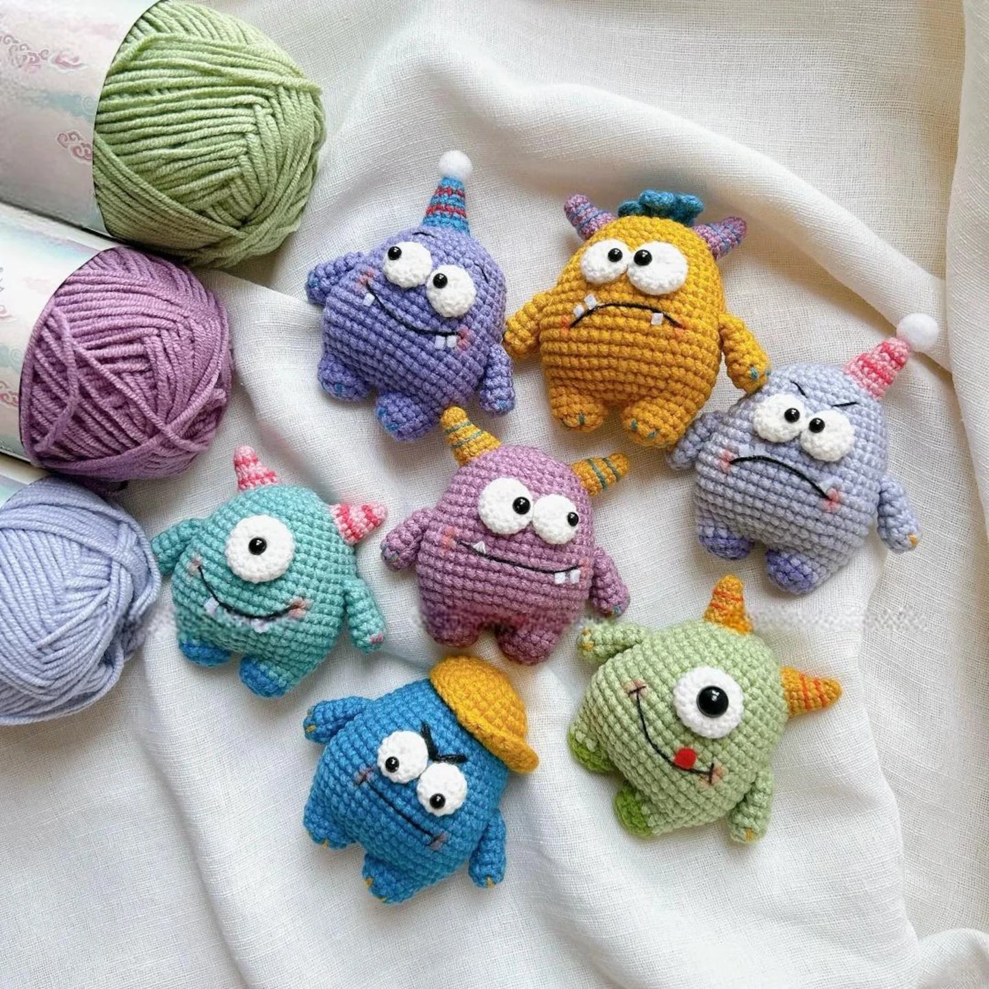 Mini Monsters Crochet Pattern Set – Cute Amigurumi Keychains (PDF Tutorial)