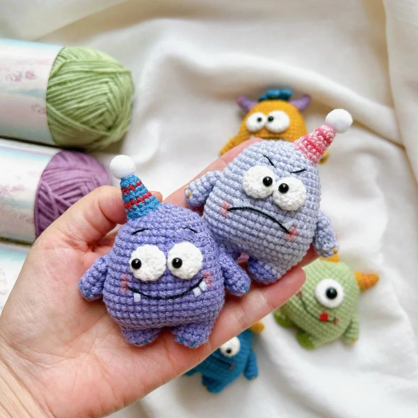 Mini Monsters Crochet Pattern Set – Cute Amigurumi Keychains (PDF Tutorial)