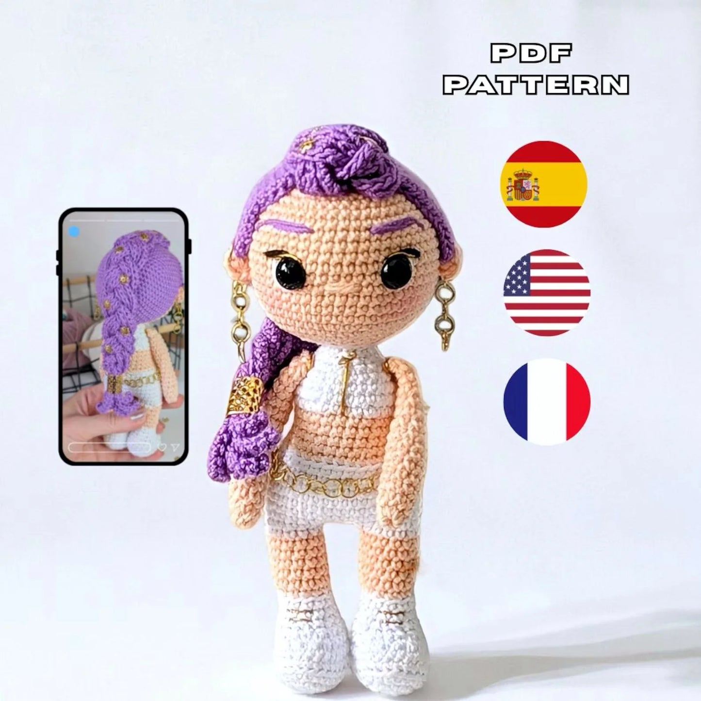 KPOP Magic Warriors Crochet Pattern Bundle – 3 Chibi Amigurumi Dolls (PDF Patterns)